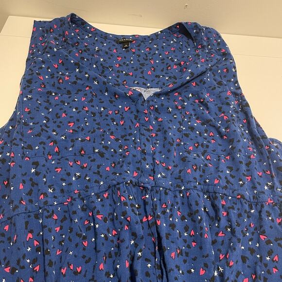 torrid Brand Emma Babydoll Tunic Style Sleeveless Top Blue Animal Print Size 6 - Picture 7 of 7